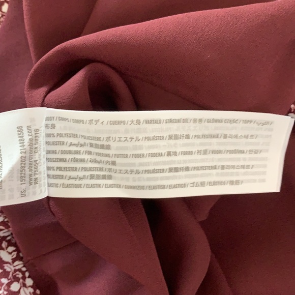 Abercrombie & Fitch burgundy white floral short sleeve midi dress Fit to Flatter - Picture 9 of 9